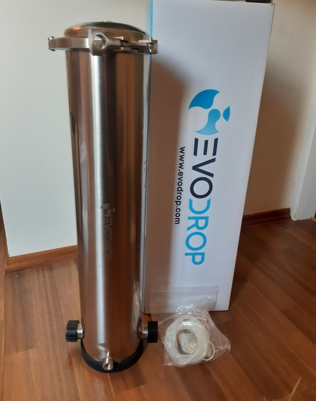 Evodrop Hausfilter im Edelstahlgehäuse mit Originalverpackung, Wassertechnik Unger